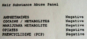 sample drug test form showing negative results